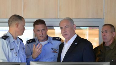 Israel-Palestine War: Israel PM Benjamin Netanyahu Visits Airforce Control Centre During Air Strike on Gaza