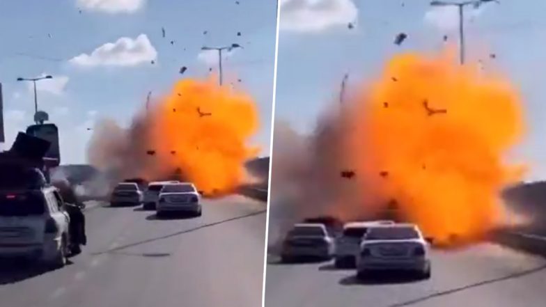 Israel-Hamas War: Israeli Aircraft Bombs Civilian Vehicles Heading Towards Southern Gaza Strip (Watch Video)