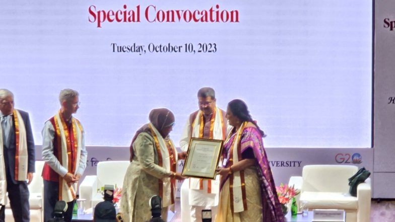 Tanzania President Samia Suluhu Hassan Becomes First Woman to Be Conferred Honorary Doctorate by JNU (See Pics and Video)