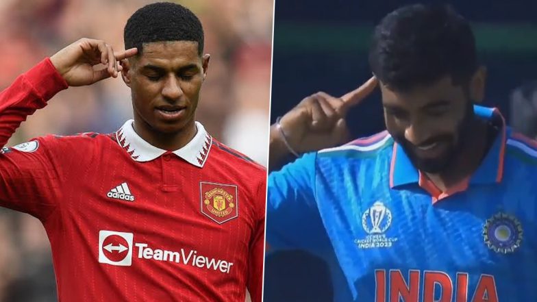 Jasprit Bumrah Performs Manchester United Star Marcus Rashford’s Celebration After Dismissing Ibrahim Zadran During IND vs AFG CWC 2023 Match, Video Goes Viral!