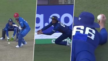 Screamer! Joe Root Takes Stunning Diving Catch to Dismiss Rashid Khan During ENG vs AFG ICC Cricket World Cup 2023 Match (Watch Video)