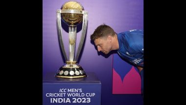 Picture of Jos Buttler Staring at ICC World Cup 2023 Trophy Ahead of ENG vs NZ CWC Match Goes Viral!