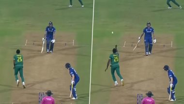 Kagiso Rabada Takes Wonderful Catch off His Own Bowling To Dismiss Ben Stokes During ENG vs SA ICC Cricket World Cup 2023 Match (Watch Video)