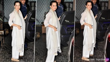 Stunning in All-White! Kangana Ranaut Keeps It Comfy in Her Basic Suit, Check Out Tejas Actor's Elegant Look (View Pics)