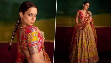 Navratri 2023: Kangana Ranaut Looks Ravishing in Vibrant Lehenga Choli As She Performs Garba in Ahmedabad With Tejas Team (See Pics)