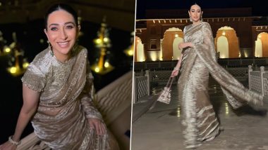 Karisma Kapoor's Shimmery Grey Saree Shells Out Major Fashion Inspo For Navratri 2023 Day 7 (See Pics)