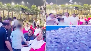 Cash Shower in Qawwali Show: Video Shows Currency Notes Showered on Karnataka Minister Shivanand Patil During Marriage Function in Hyderabad, BJP Hits Out