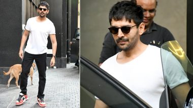 Kartik Aaryan Flaunts New Haircut, Actor Looks Uber-Cool in Plain White T-Shirt and Black Pants (See Pics)