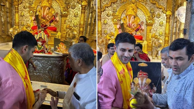 Kartik Aaryan Visits Dagdusheth Halwai Ganpati Temple in Pune to Seek Blessings Amid Chandu Champion Shoot (View Pics)