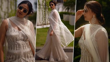 Keerthy Suresh Looks Resplendent in White Sharara Set! Raghu Thatha Actress’ Outfit Is Perfect Inspo for Wedding Festivities (View Pics)
