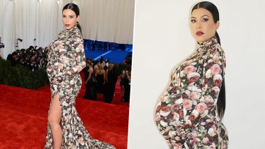 Pregnant Kourtney Kardashian Wears Kim Kardashian’s 2013 Met Gala Dress! Check Out Reality TV Star’s Drop-Dead Gorgeous Look in the Floral Print Outfit (View Pics)
