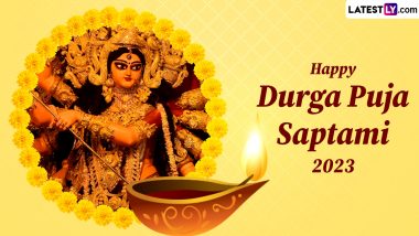 Maha Saptami 2023 Images & HD Wallpapers For Free Download Online: Wish Happy Durga Puja Maha Saptami With Messages and Greetings