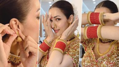 Karwa Chauth 2023: Malaika Arora's Desi Wear With Gajra and Red Bangles Is Perfect Pick for Festive Season (Watch Video)
