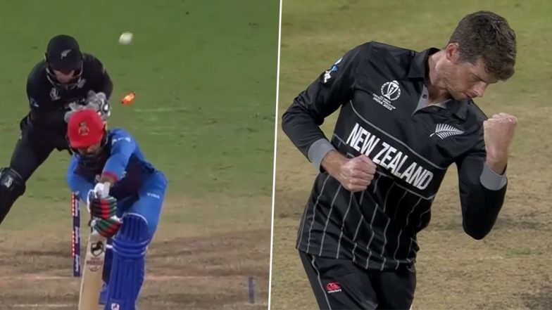 Mitchell Santner Completes 100 Wickets in ODIs, Achieves Feat With Sensational Delivery To Dismiss Mohammad Nabi During NZ vs AFG CWC 2023 Match (Watch Video)