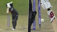 Mohammed Shami Sends Mitchell Santner and Matt Henry&rsquo;s Stumps Flying During IND vs NZ CWC 2023 Match (Watch Video)