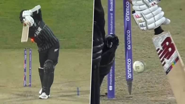 Mohammed Shami Sends Mitchell Santner and Matt Henry’s Stumps Flying During IND vs NZ CWC 2023 Match (Watch Video)