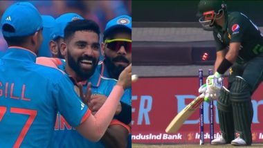 Babar Azam Dismissal Video: Watch Mohammed Siraj Castle Pakistan Captain During IND vs PAK ICC Cricket World Cup 2023 Match