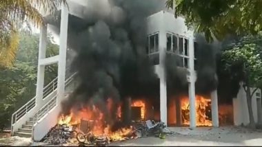 Maratha Reservation: House of NCP MLA Prakash Solanke Torched in Beed Amid Protest for Quota Demand (Watch Video)