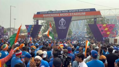 Sea of Blue Outside Narendra Modi Stadium Ahead of IND-PAK Clash in ICC Cricket World Cup 2023