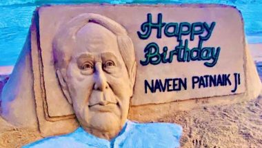 Sand Artist Sudarsan Pattnaik Dedicates Art Sculpture to Odisha Chief Minister Naveen Patnaik On His 77th Birthday (See Pic)
