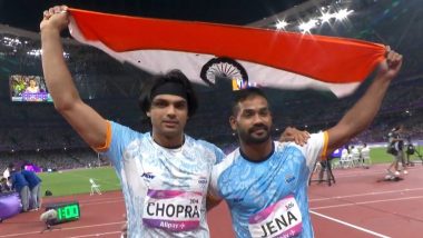 Netizens Celebrate As Neeraj Chopra and Kishore Jena Win Gold and Silver Medals Respectively at Asian Games 2023 in Men’s Javelin Throw