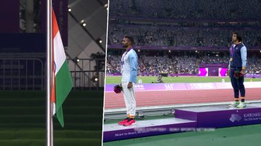 Neeraj Chopra, Kishore Jena Sing National Anthem During Medal Ceremony After Winning Gold and Silver in Men’s Javelin Throw at Asian Games 2023 (Watch Video)