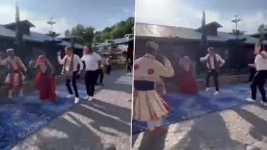 Netherlands Cricket Team Players Perform ‘Nati’ With Local Himachal Pradesh Dancers in Dharamsala Ahead of SA vs NED ICC Cricket World Cup 2023 Match (Watch Video)