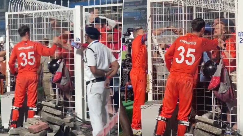 Netherlands’ Captain Scott Edwards and Logan van Beek Meet Fans at Eden Gardens After BAN vs NED CWC 2023 Match, Video Emerges