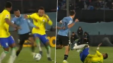 Brazil Striker Neymar Suffers Knee Injury After Poor Tackle During URU vs BRA CONMEBOL FIFA World Cup 2026 Qualifiers (Watch Video)