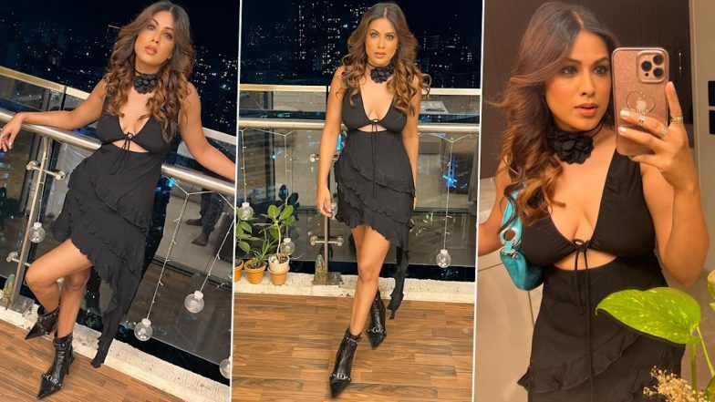 Nia Sharma Sets the Temperature Soaring in Black Cutout Dress With a Plunging Neckline (See Pics)