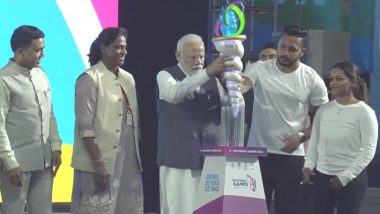 PM Narendra Modi Inaugurates 37th National Games at Pandit Jawaharlal Nehru Stadium in Goa's Margao (Watch Video)