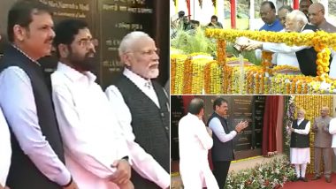 PM Modi Maharashtra Visit: Prime Minister Performs Jal Pujan of Nilwande Dam in Ahmednagar, Dedicates Canal Network of Dam to the Nation (Watch Video)