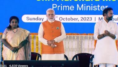 PM Narendra Modi Dedicates Rs 13,500 Crore Worth Projects in Poll-Bound Telangana (Watch Video)