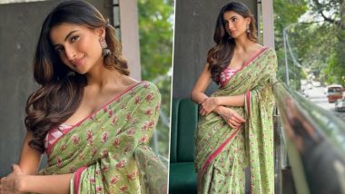 Palak Tiwari's Pastel Green Floral Saree Serves Ethnic Fashion Inspo For Navratri Day 6 Celebrations (See Pics)