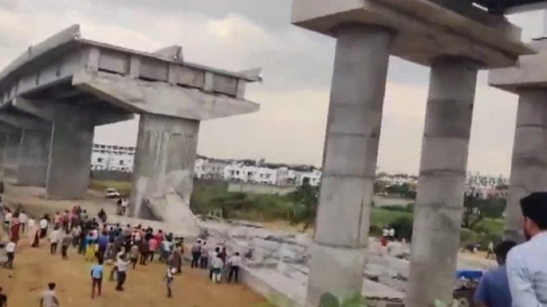 Gujarat Bridge Collapse Video: Portion of Under-Construction Bridge Collapses in Palanpur