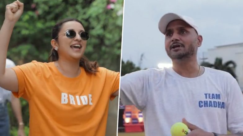 Parineeti Chopra and Raghav Chadha Drop Glimpses of Their Pre-Wedding Sports Event; Bride Strikes Happy Poses With Harbhajan Singh (Watch Video)