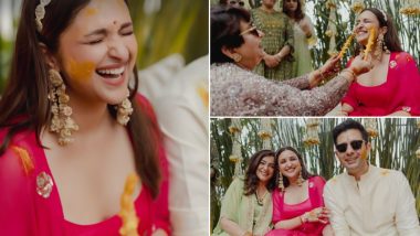 Parineeti Chopra and Raghav Chadha’s Haldi Ceremony Was All About Love, Laughter and Kisses! (View Pics)