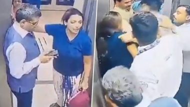 Noida: Retired IAS Officer Slaps Woman After She Throws His Phone, Gets Thrashed by Her Husband During Argument Over Carrying Pet Dog in Parx Laureate Society's Lift (Watch Video)