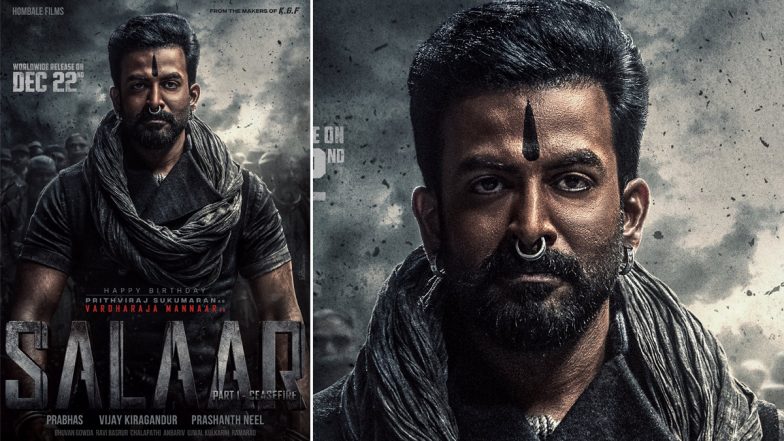 Salaar Part 1 – Ceasefire: Prithviraj Sukumaran Is All Set To Rule As ‘Vardharaja Mannaar, The King’; Actor’s New Look From Prabhas – Prashanth Neel’s Film Unveiled on His Birthday (View Pic)