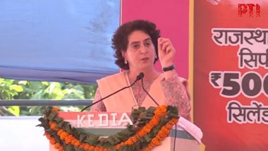 Rajasthan Assembly Election 2023: All Promises by PM Narendra Modi Like Women’s Reservation, Caste-Based Census and ERCP Are ‘Empty Envelopes’, Says Priyanka Gandhi