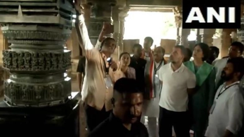 Telangana Assembly Elections 2023: Rahul Gandhi, Priyanka Gandhi Vadra Offer Prayers at Ramappa Temple in Mulugu (Watch Video)