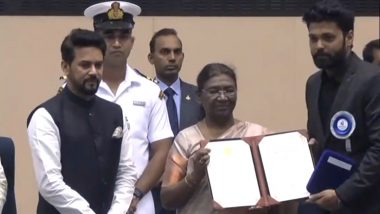 69th National Film Awards: Rakshit Shetty Receives Award for Best Kannada Film for 777 Charlie (Watch Video)