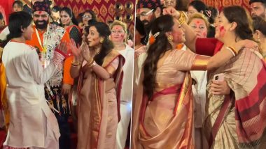 Durga Puja 2023: Rani Mukerji Plays ‘Sindoor Khela’, Groves on the Beats of ‘Dhaak’ on Bijoya Dashami (Watch Video)