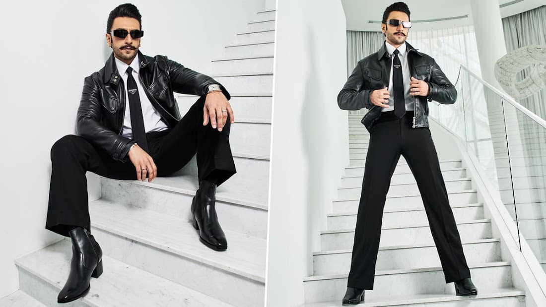 Ranveer Singh Faux Leather Jacket For Men - Black