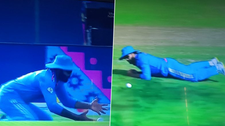 Ravindra Drops Ravindra! Jadeja Drops Easy Catch of Rachin Ravindra During IND vs NZ ICC Cricket World Cup 2023 Match, Video Goes Viral!