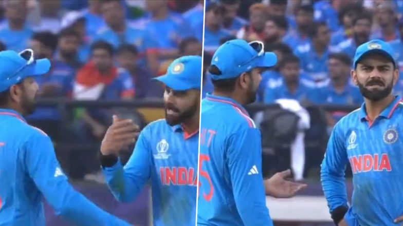 Virat Kohli, Rohit Sharma Spotted Having Animated Discussion During IND vs NZ ICC Cricket World Cup 2023 Match, Video Goes Viral!