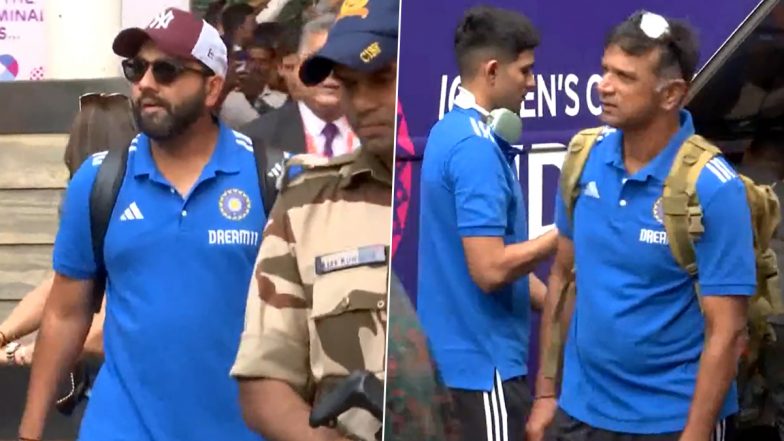 Rohit Sharma, Jasprit Bumrah and Other Team India Cricketers Arrive in Mumbai Ahead of IND vs SL ICC Cricket World Cup 2023 Match (Watch Video)