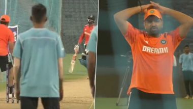 Rohit Sharma Bowls Spin During Net Practice Ahead of India vs Bangladesh ICC Cricket World Cup 2023 Match (Watch Video)