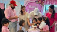 Saif Ali Khan and Taimur Twin in Pink at Inaaya Naumi Kemmu’s Birthday Celebration! Check Out Pics of the Cool Father–Son Duo