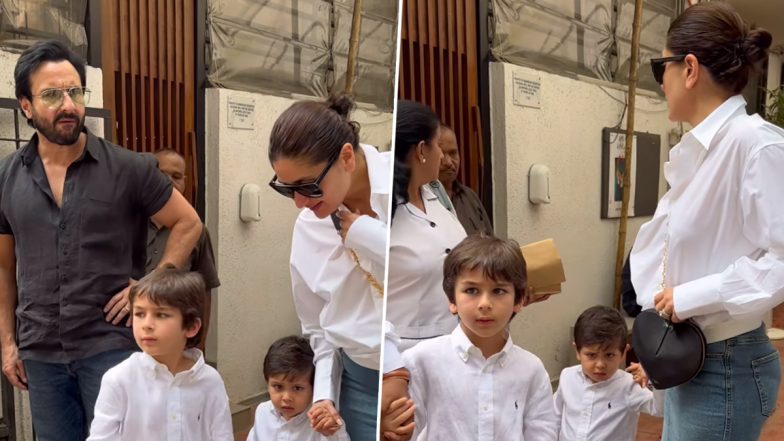 Kareena Kapoor Khan and Saif Ali Khan Step Out For Lunch With Their Sons, Taimur and Jehangir (Watch Video)